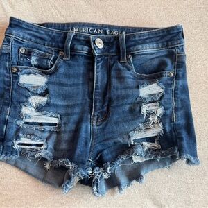 American Eagle Outfitters Blue Jean Shorts Distressed Style